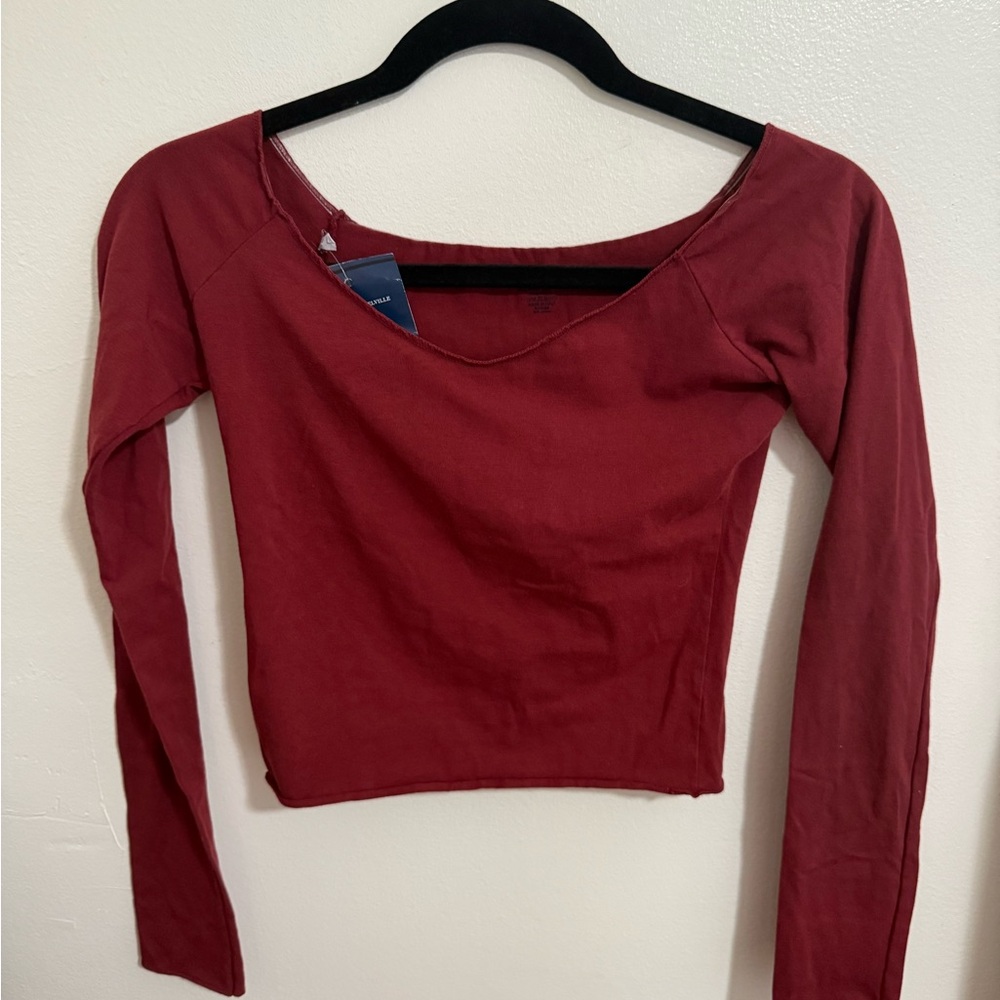 Brandy Melville Women's Red Long Sleeve Top